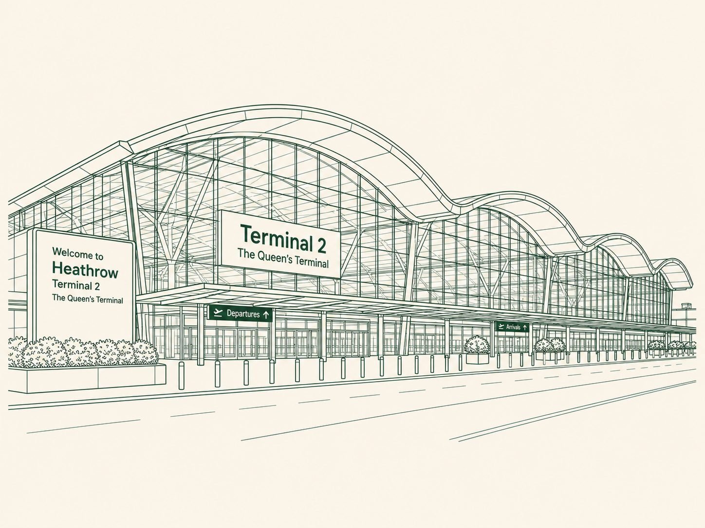 Heathrow Terminal 2, The Queen's Terminal — departures entrance