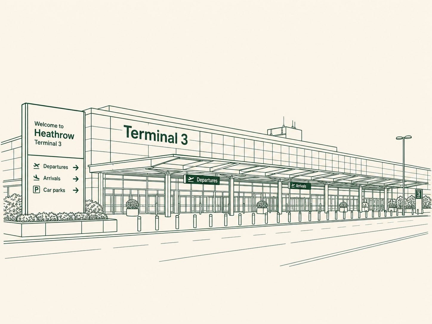 Heathrow Terminal 3 — long-haul terminal entrance