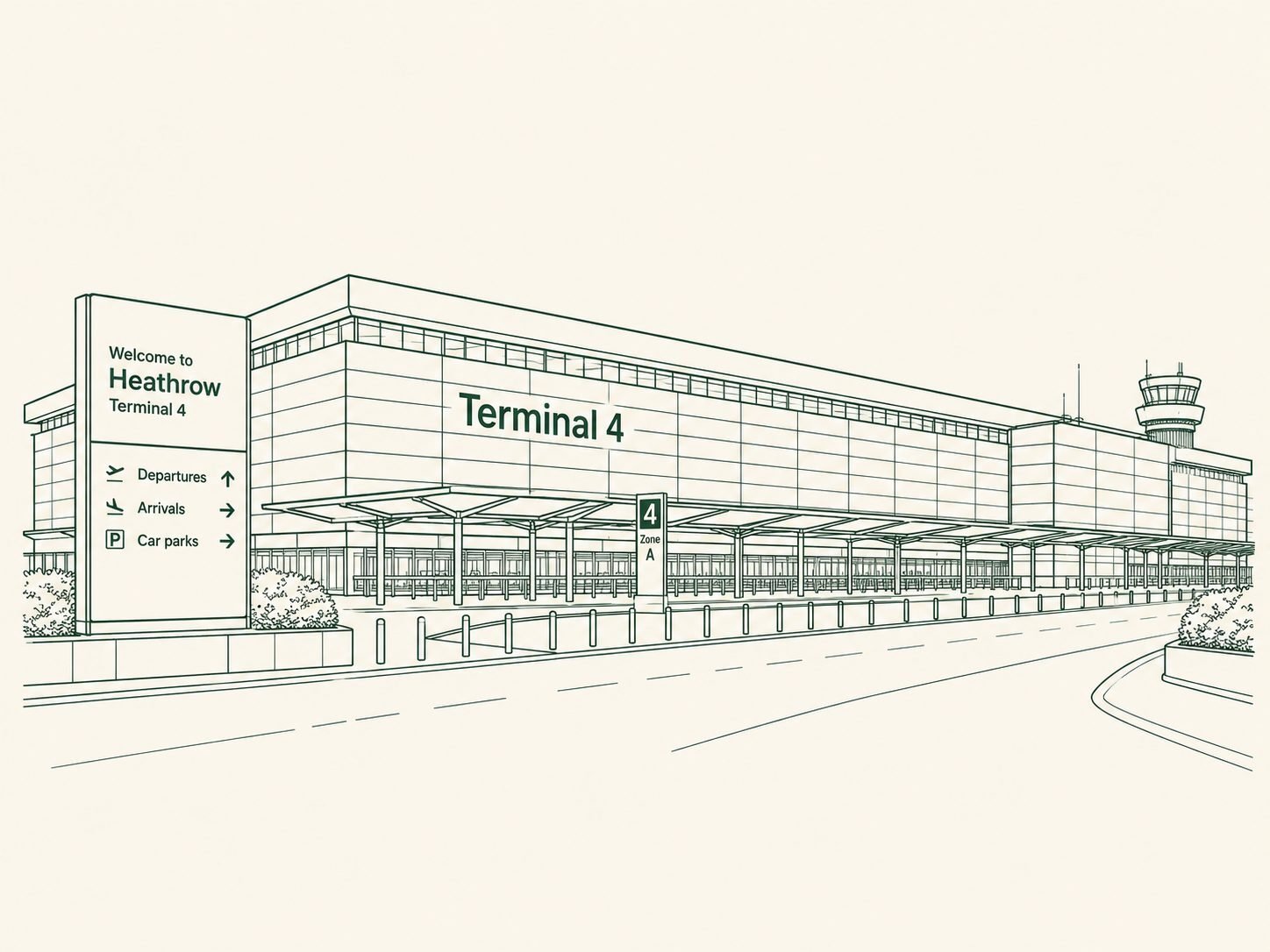 Heathrow Terminal 4 — south side terminal entrance